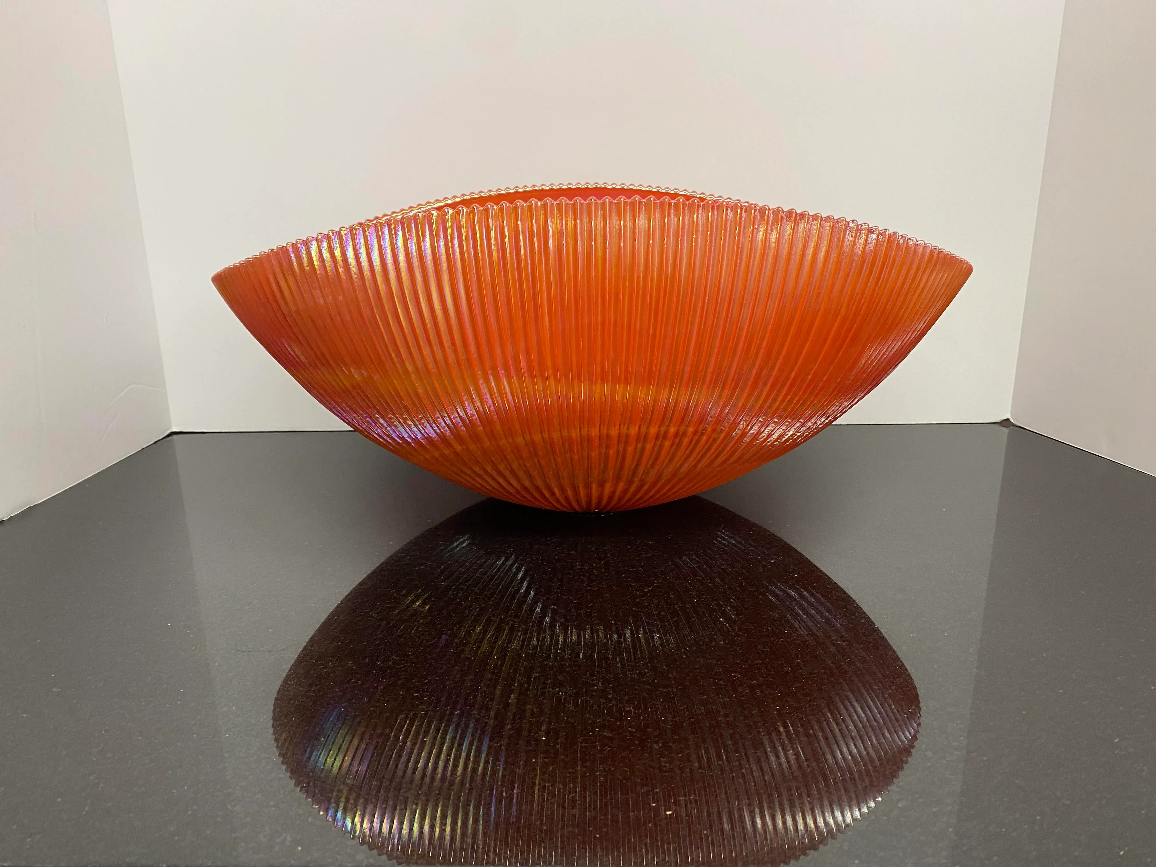 2000s Yalos Casa Murano Iridescent Orange Italian Hand-Blown River