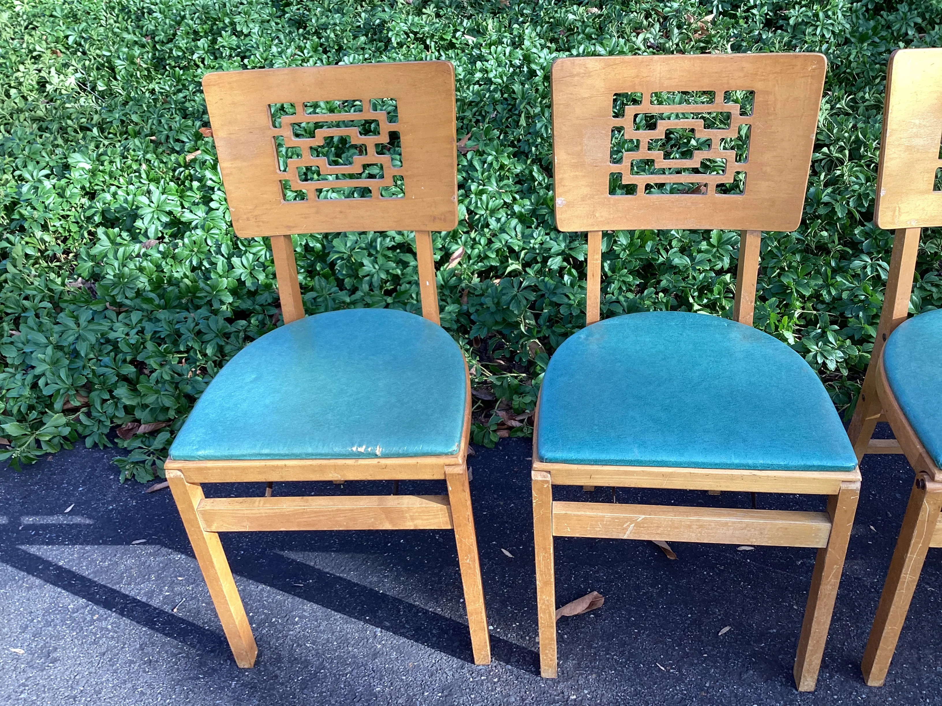 【中古】 Familiar BrookeMiller Stakmore Midcentury Modern Maple Folding Chairs - Set of 4