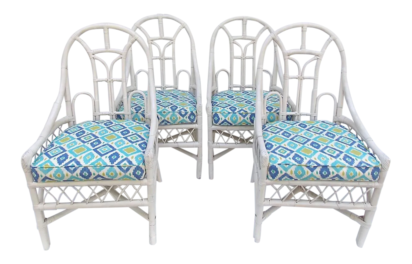 White Rattan Chairs- Set of 4 | Chairish