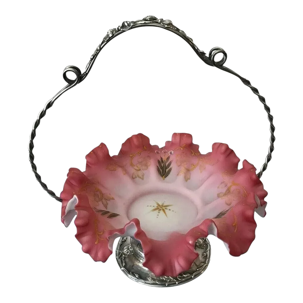 1910 Antique Victorian Forbes Silver Co. Floral Bridal Basket Mt