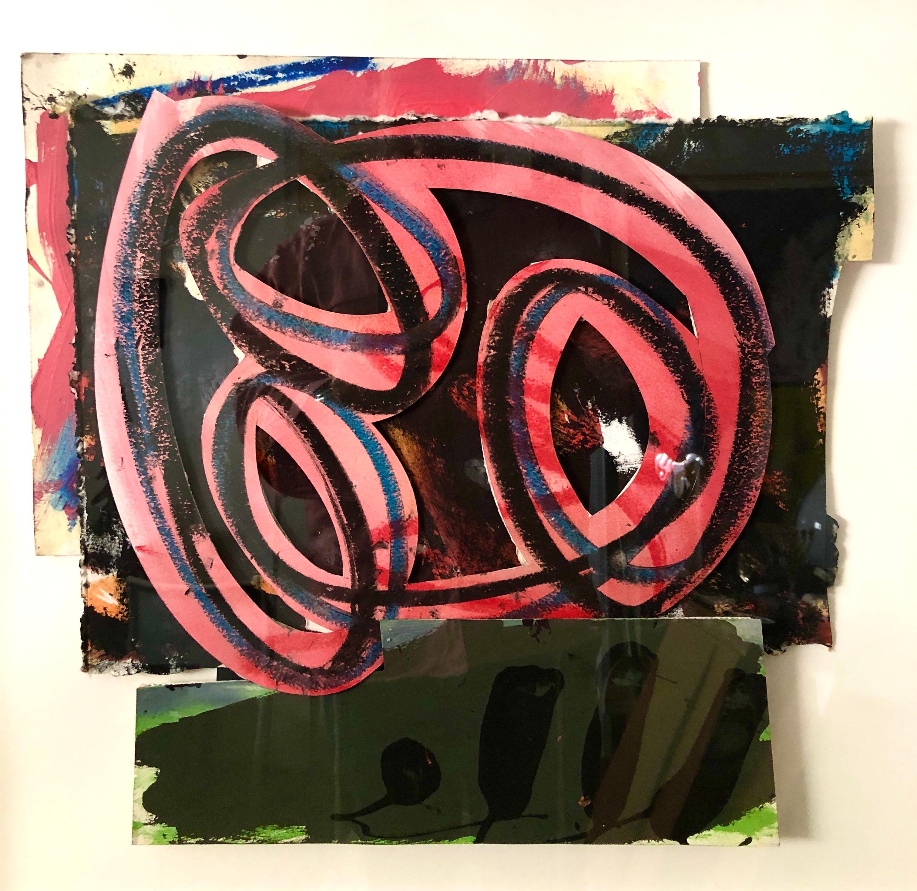 Hugh O\'Donnell, 1980s Abstract Expressionist Pop Art Painting Collage, Assemblage Hugh O\'Donnell, 1988