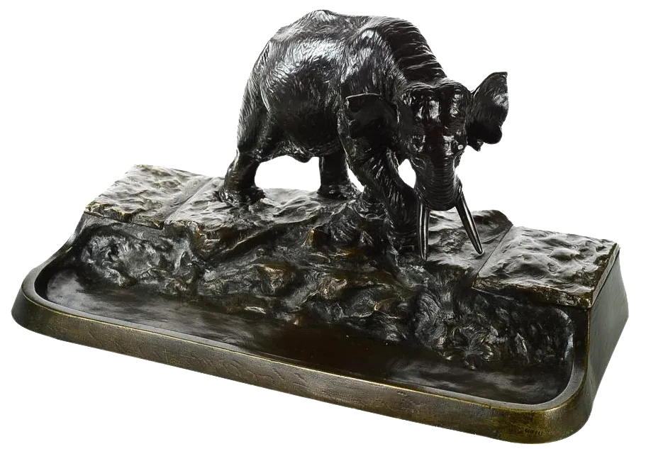 Austrian Bronze Elephant Sculpture Inkwell Stand Chairish
