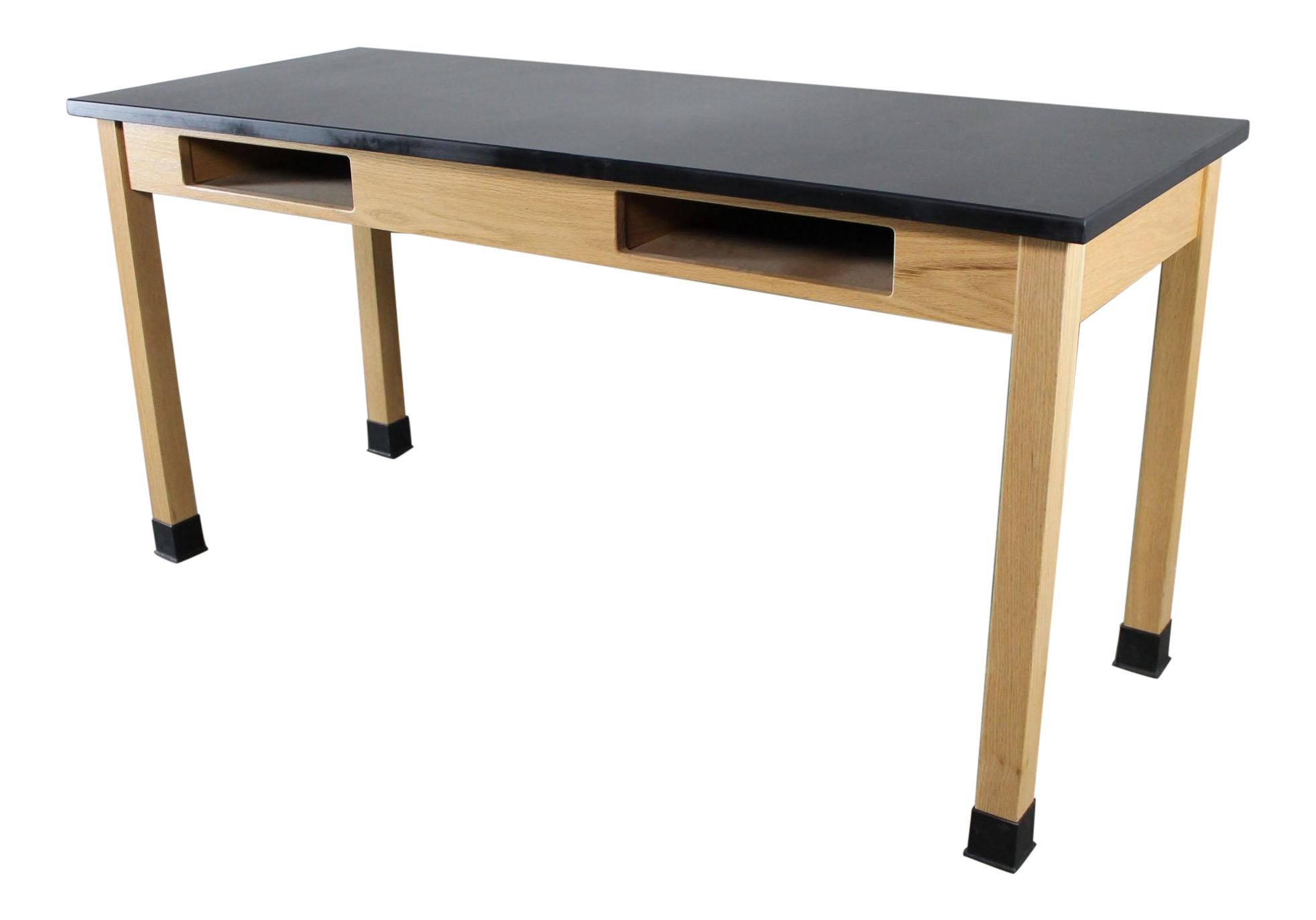Industrial Laboratory Table, Oak with Black Epoxy Chairish