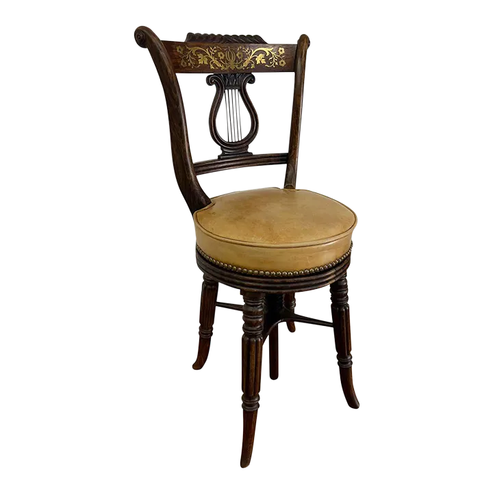 Antique Orchestra Chair With Lyre Back | Chairish