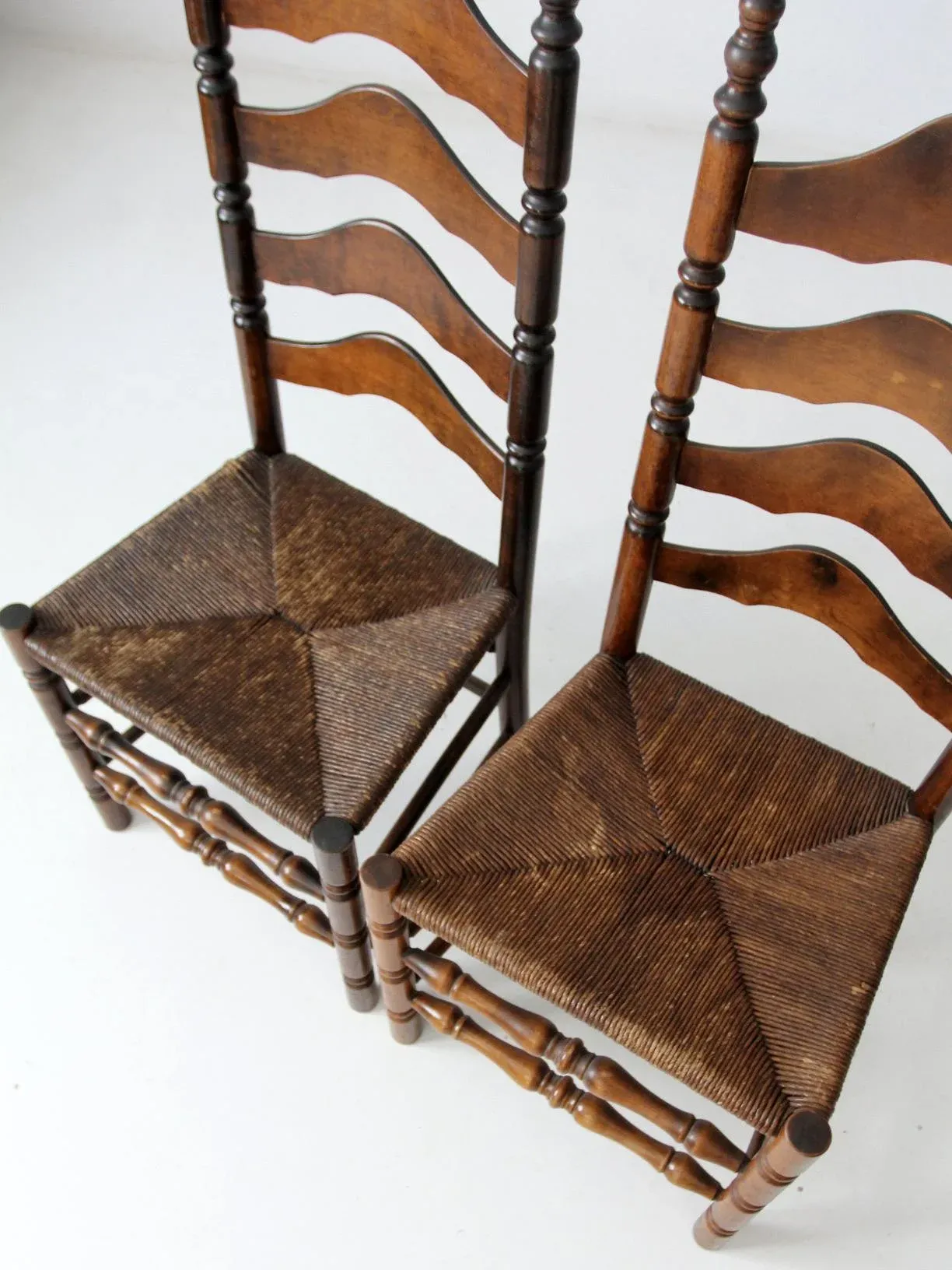 Antique ladder back chairs with rush seats hot sale
