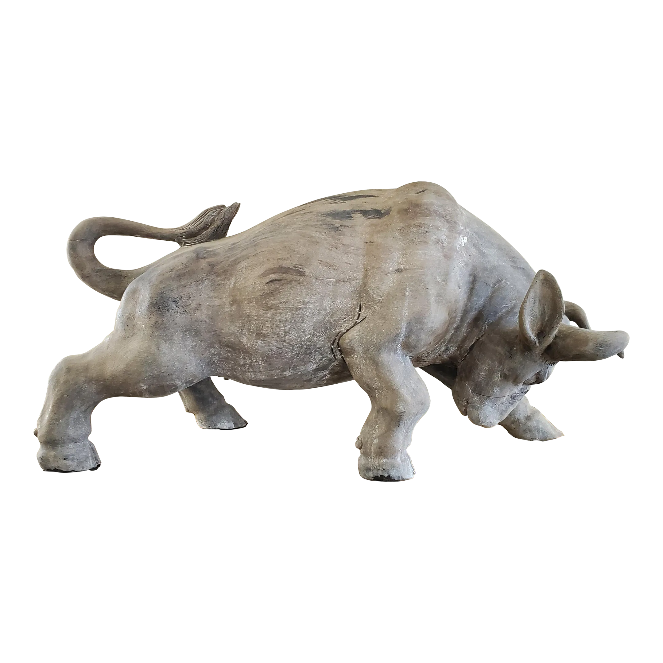 Vintage Carved Teak Bull Sculpture Chairish