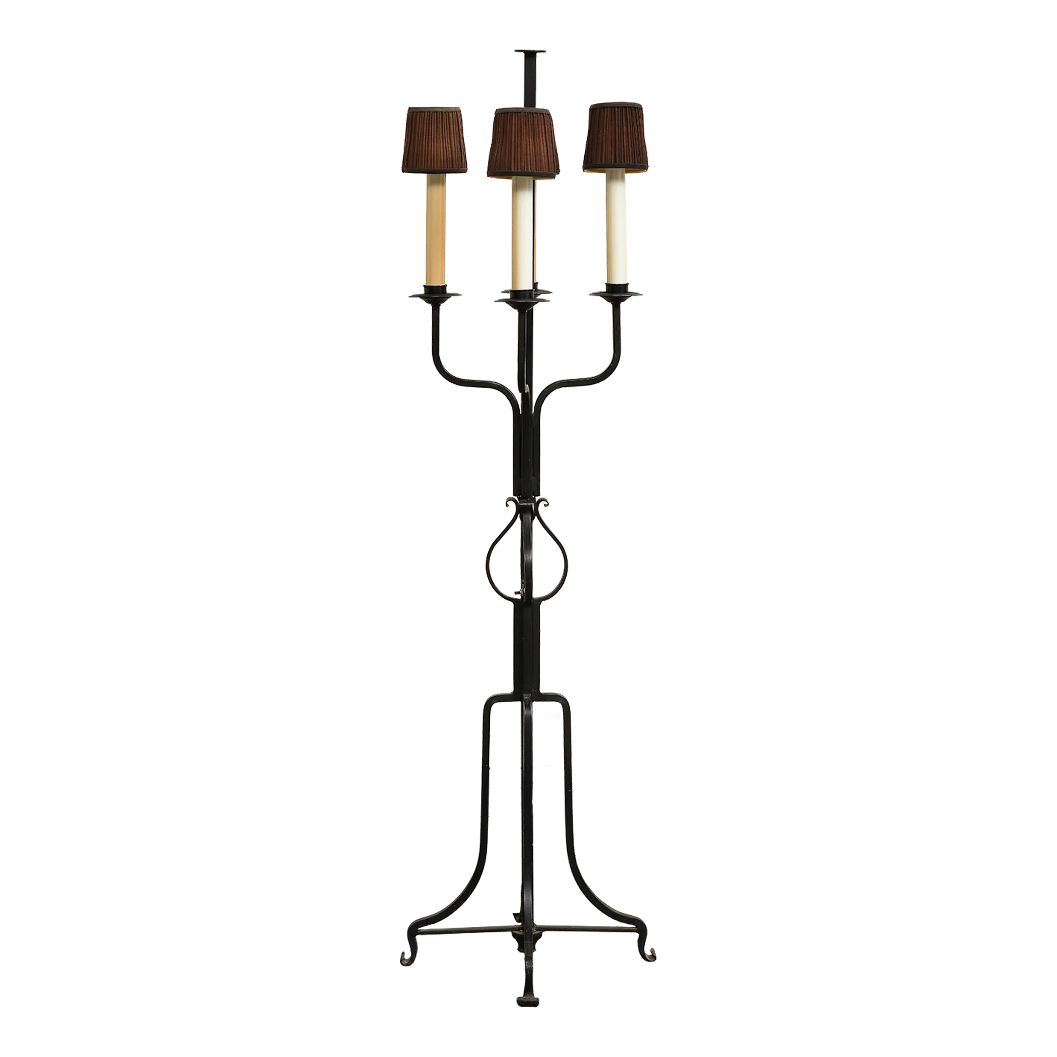 Midcentury Iron Candlestick Floor Lamp, Attributed to Tommi Parzinger ...