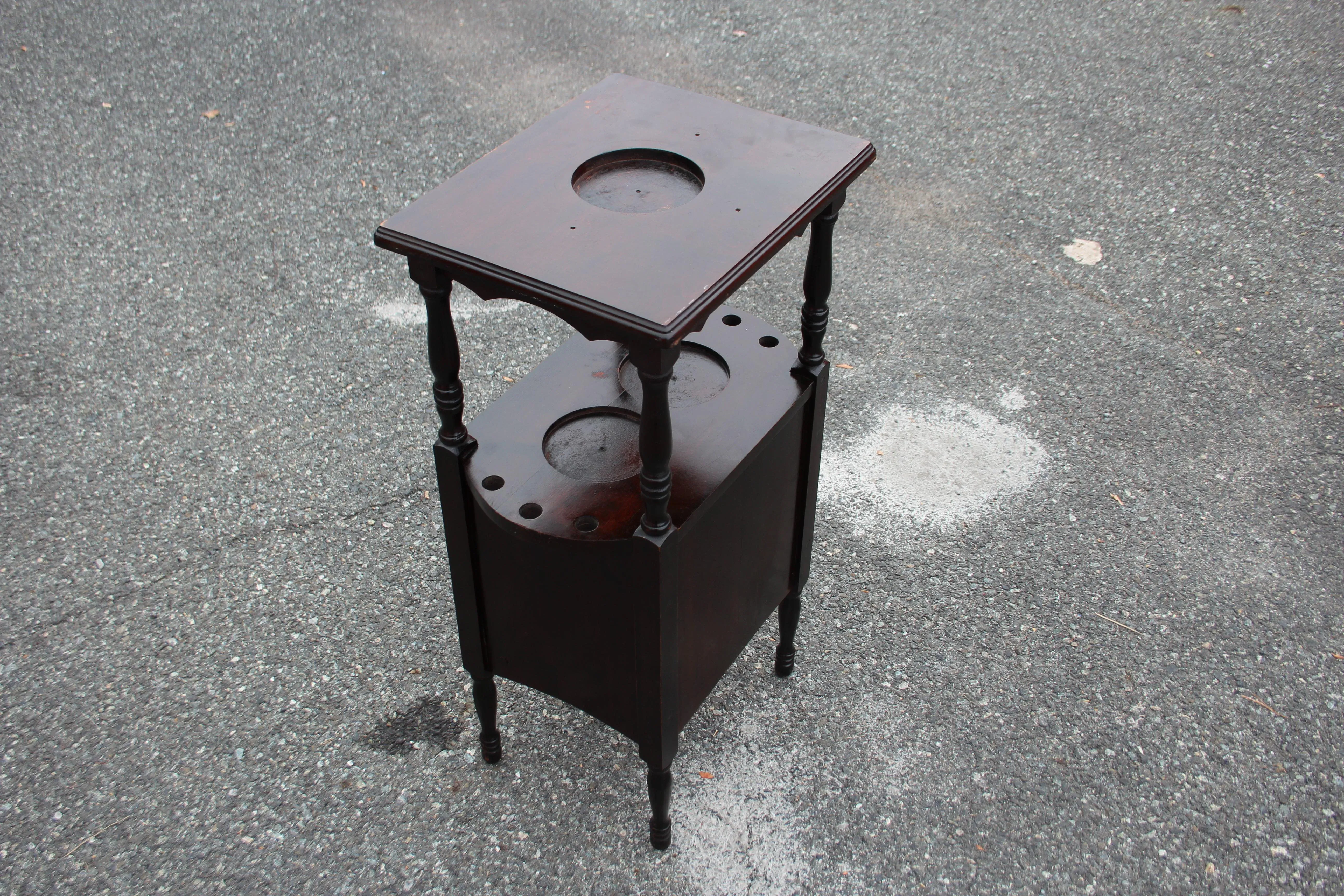 antique cigarette table Multi Veneered William Laman Furniture.Garden.Antiques - Brass