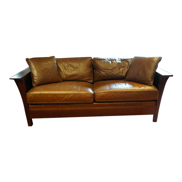 Stickley Mission Style Sofa with Leather Cushions Chairish