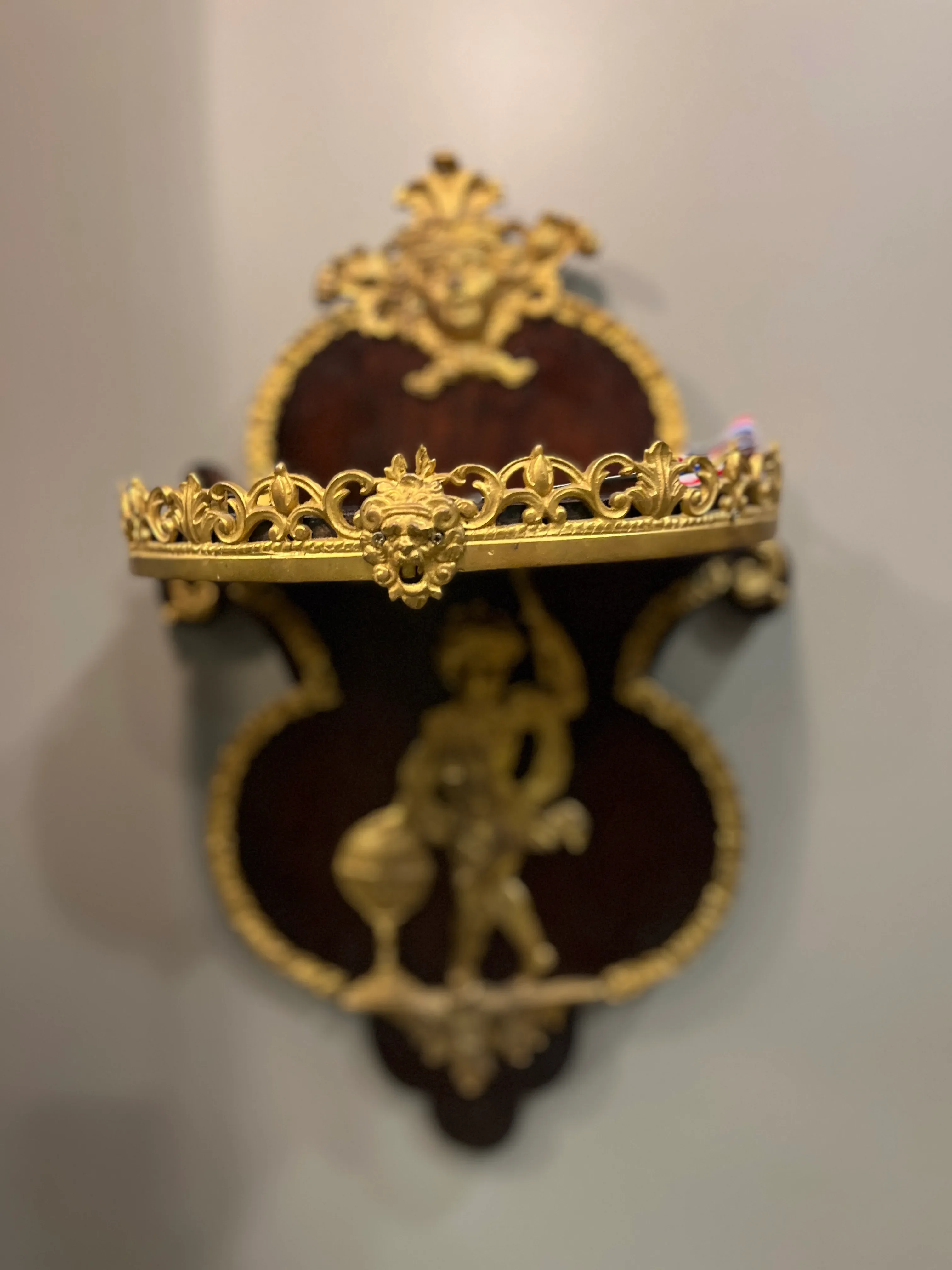 19th Century Pair Napoleon III Mahogany and Ormolu Neoclassical Wall Brackets