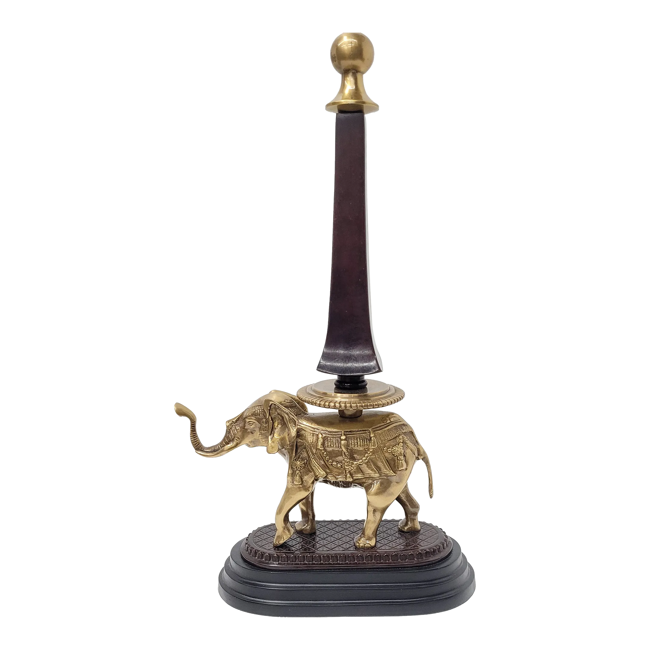 Vintage Brass Elephant Sculpture With Finial 20.5\