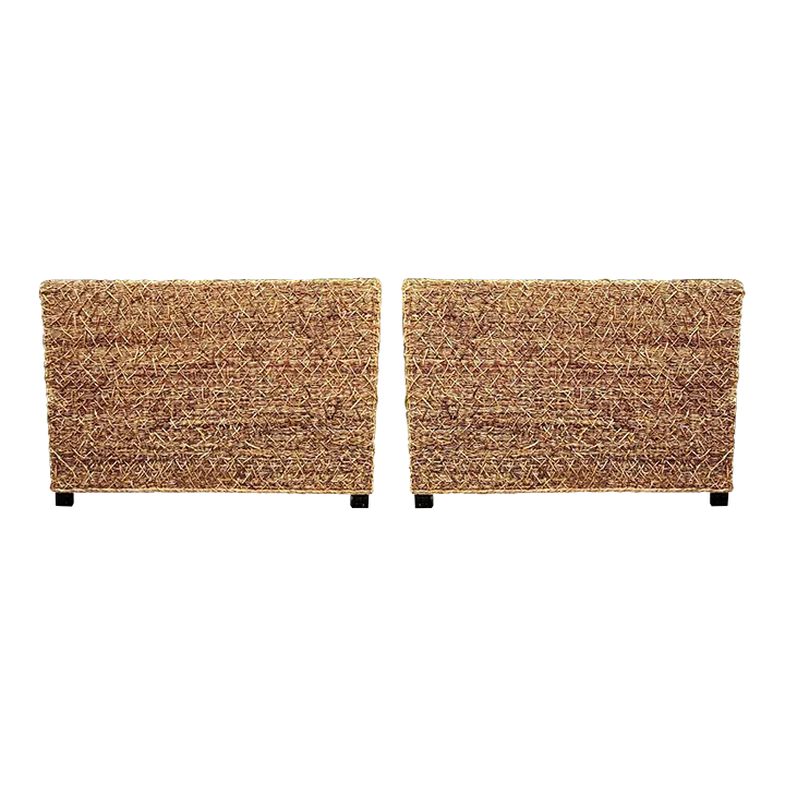 Pair of Vintage Coastal Headboards in Natural Woven Fibers, Full Size