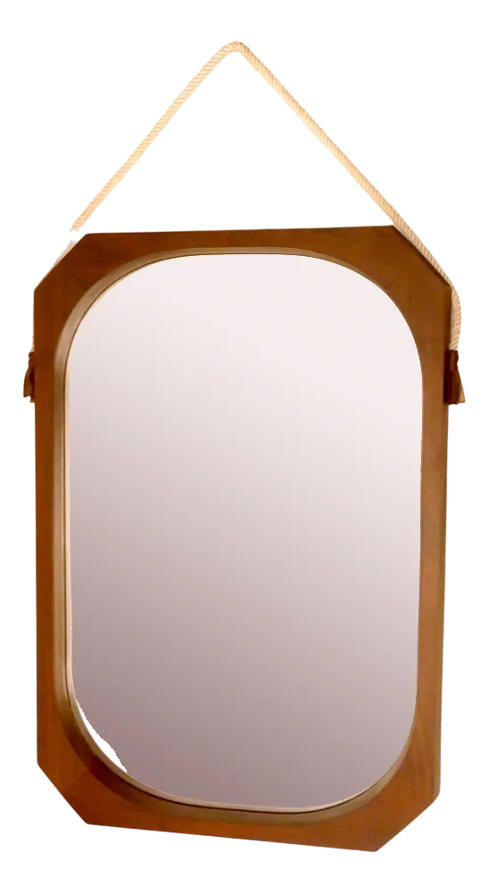 Rectangular Mirror in Teak, Italy, 1950s