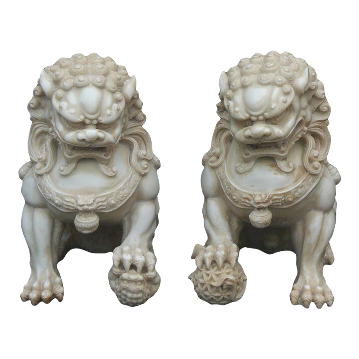 Pair Chinese Off White Marble Like Fengshui Foo Dogs Chairish
