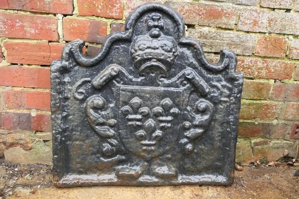 French Cast Iron Fire Back, 1890s