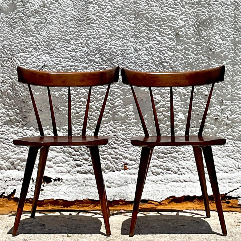 Vintage Mid 20th Century Spindle Back Dining Chairs After Paul 