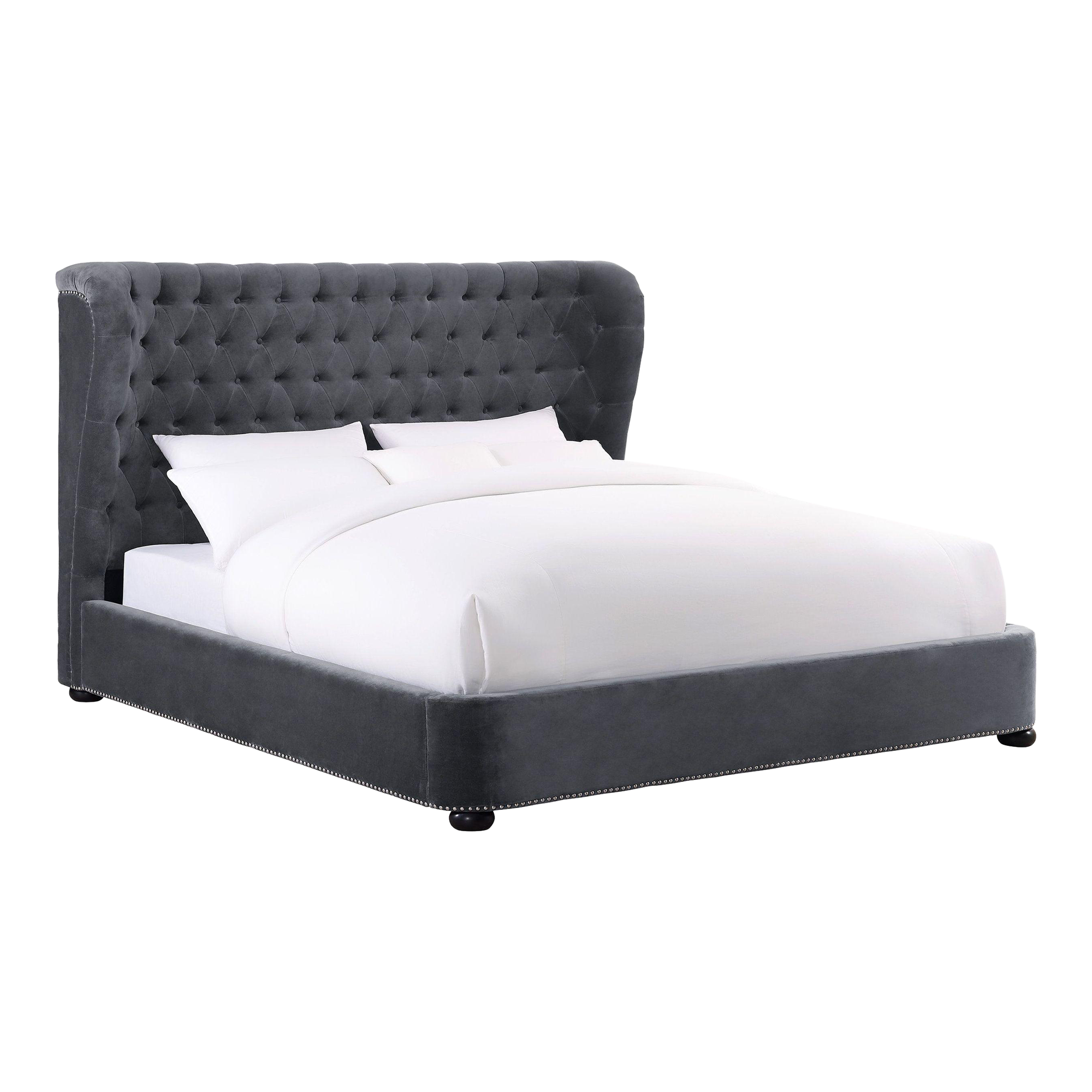 Finley Grey Velvet King Bed Chairish