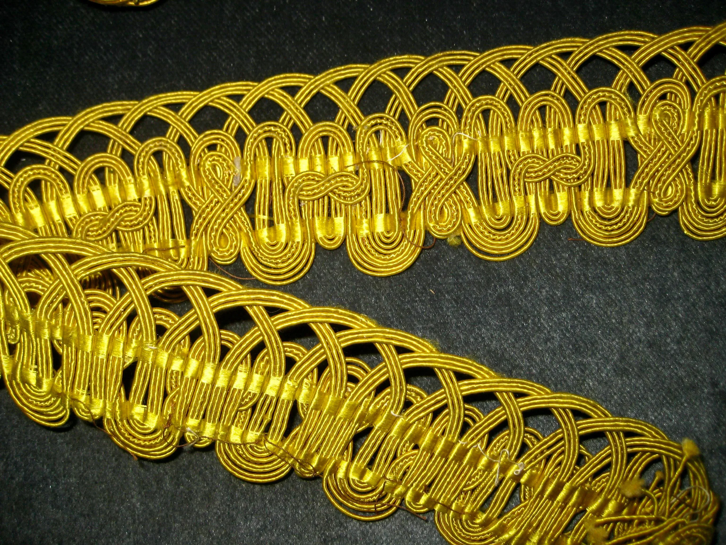 French Large Yellow Silk Trim Circa 1780 - 5 Yards