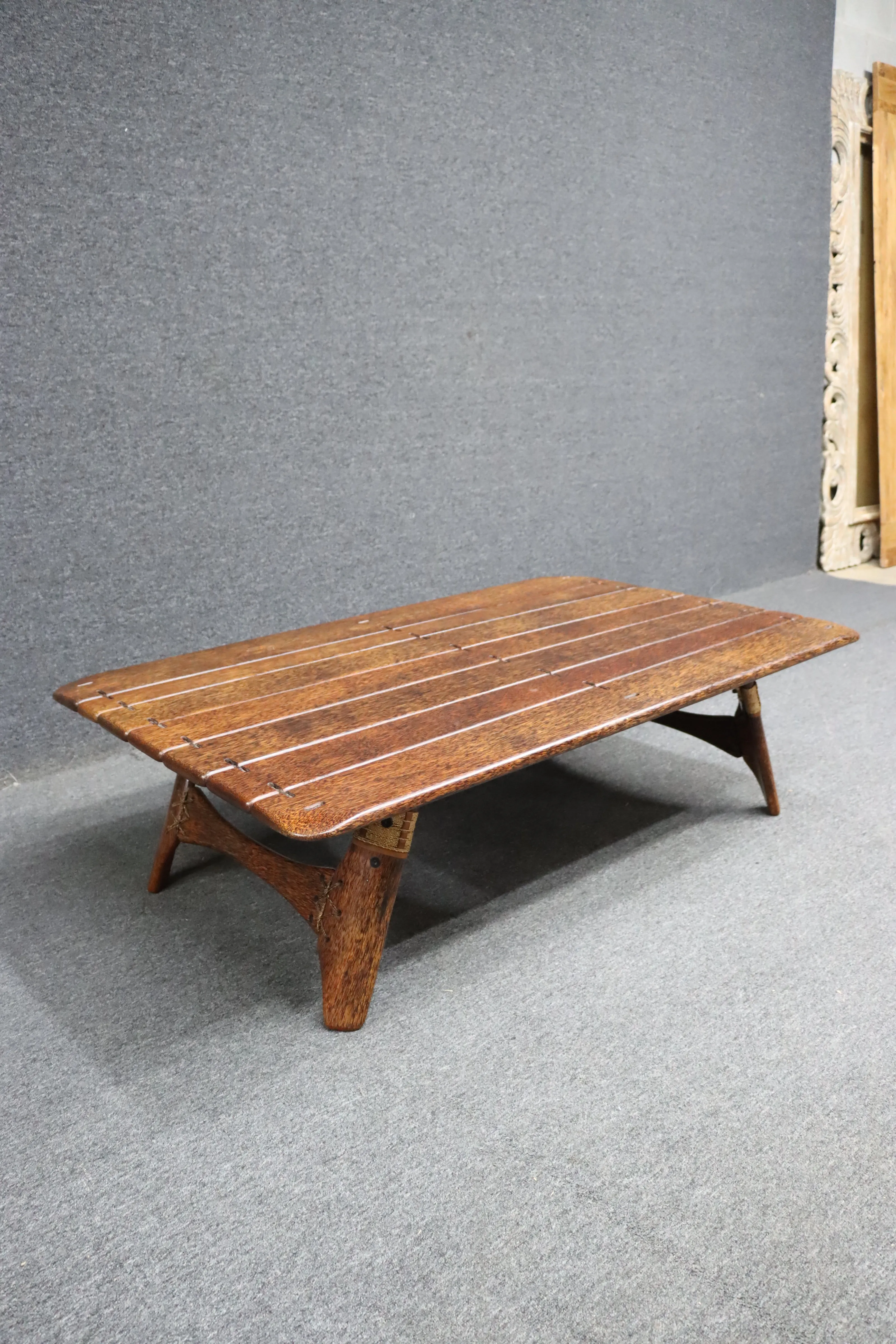 Pacific Green Attributed Palmwood Coffee Table | Chairish