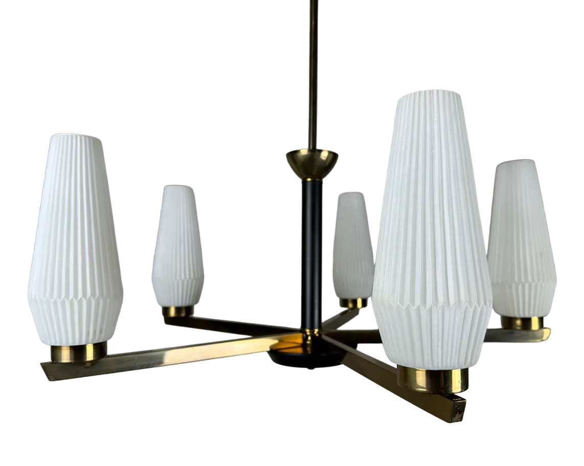 Vintage Hanging Lamp in Opaline Glass