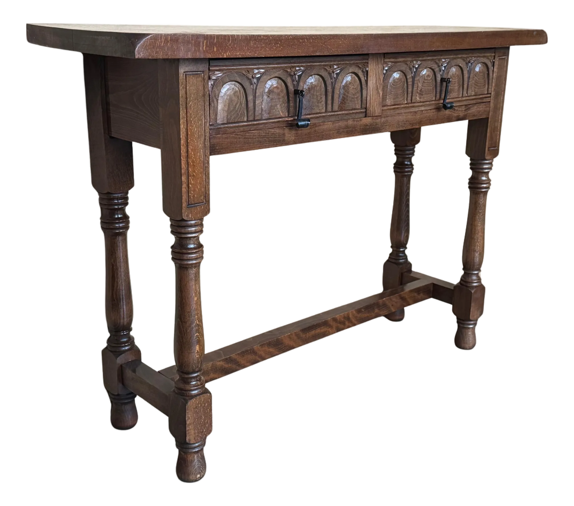Early 20th Century Spanish Carved Console Table with Fluted Legs
