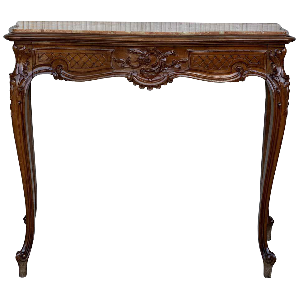 20th French Century Marble Top Walnut Console Table With Drawer Chairish