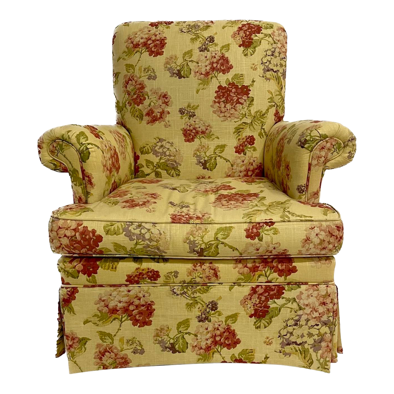 Vintage Floral Linen Upholstered Club Chair Chairish
