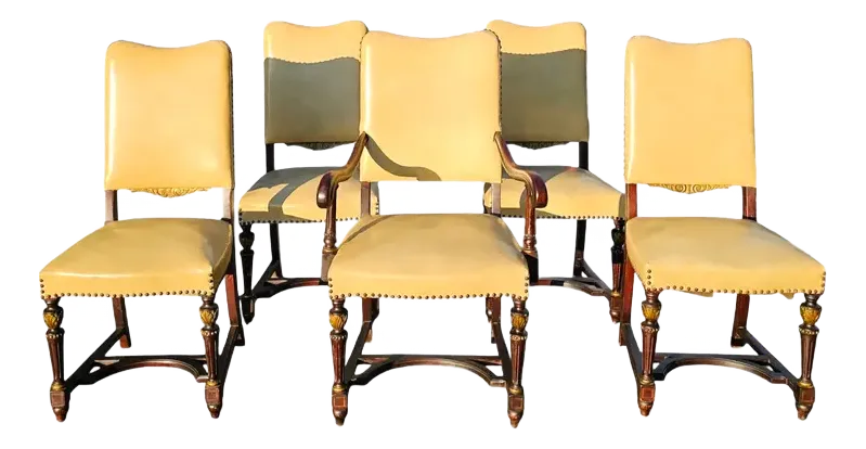 Set of 5 Antique French Style Dining Chairs