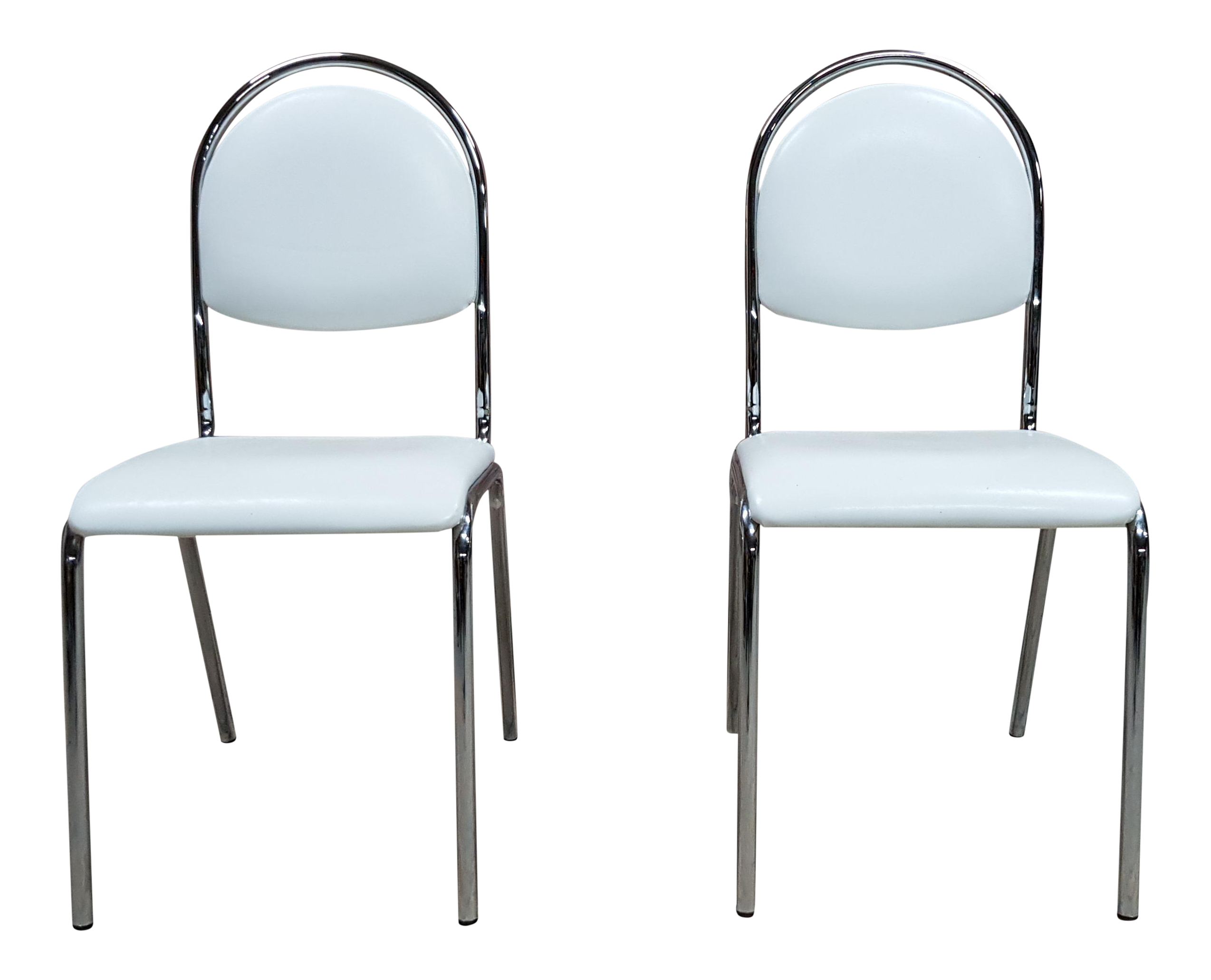 Pair Of Contemporary Mid Century Chrome White Vintage Retro Kitchen