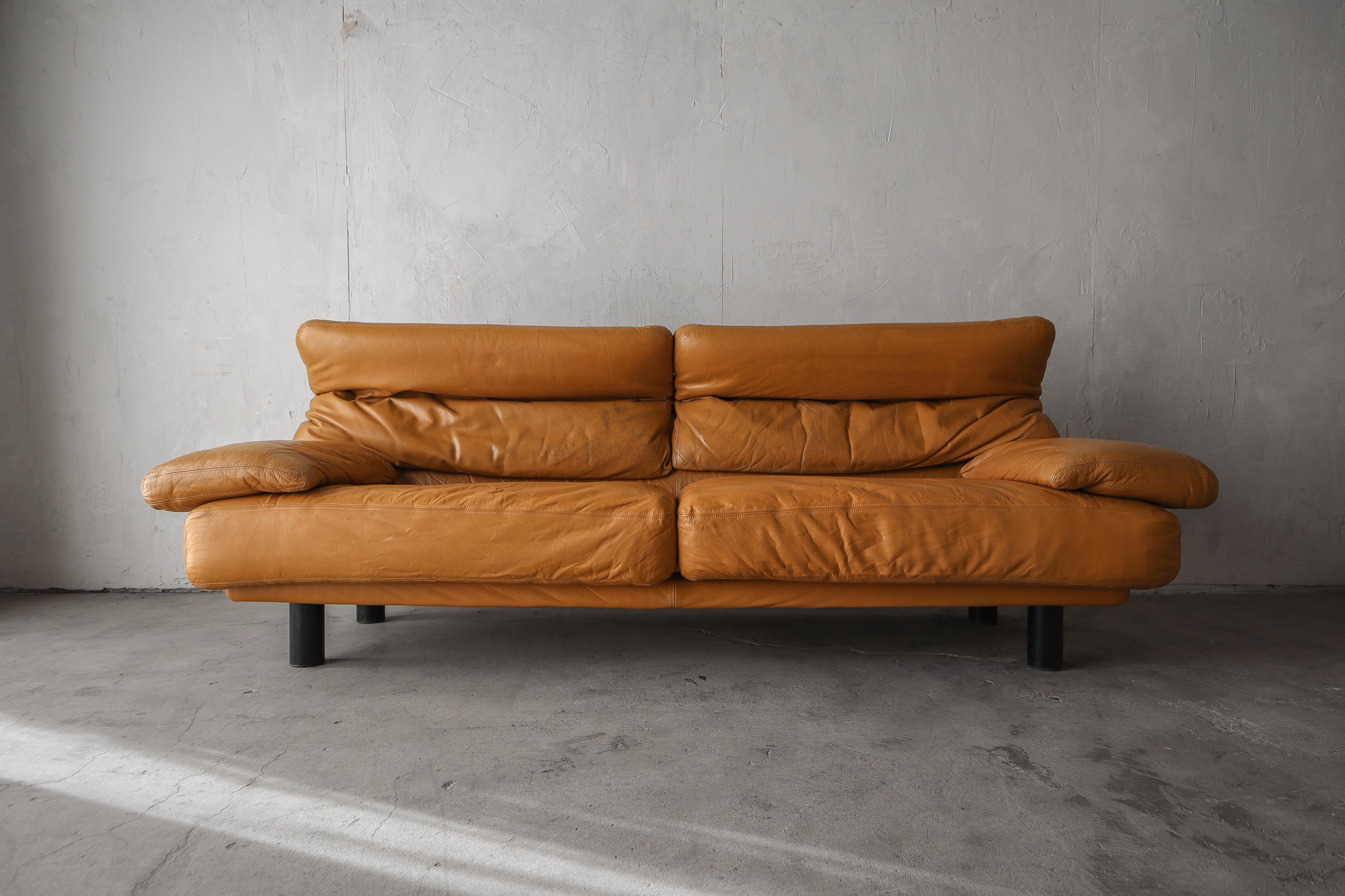 GK62 B&B ITALIA alanda アランダ 本革 2人掛け ソ/T6 Alanda Two Seater Black Leather Sofa by Paolo Piva for B&b Italia