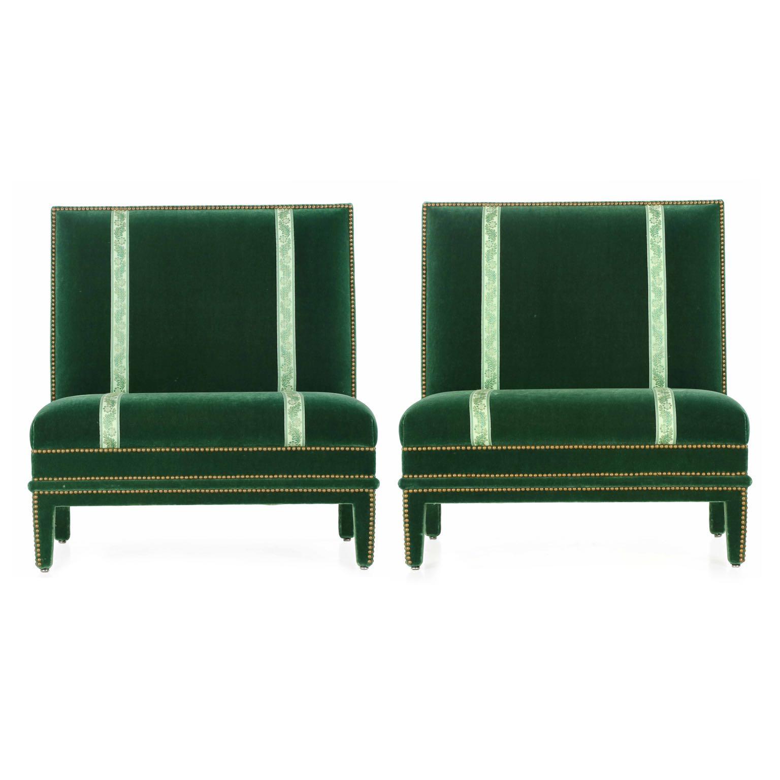 Hollywood Regency Velvet Slipper Chairs A Pair Chairish