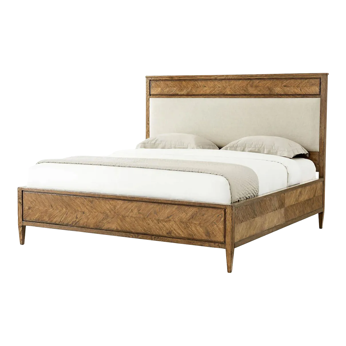 Herringbone Queen Bed Light Oak Chairish