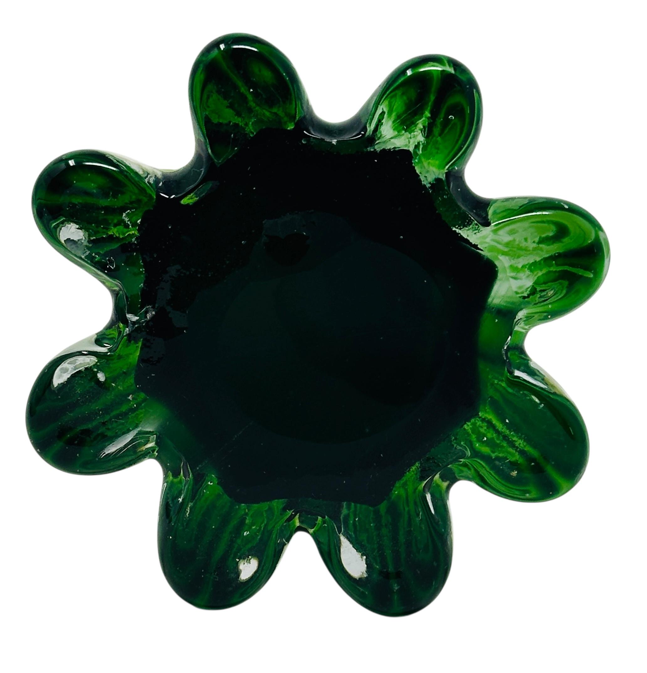 Vintage Jack-in-the-Pulpit Art Glass Vase | Green Yellow Ombre, Calla Lily | MCM Decor, Hand Blown Murano Style Bud Vase