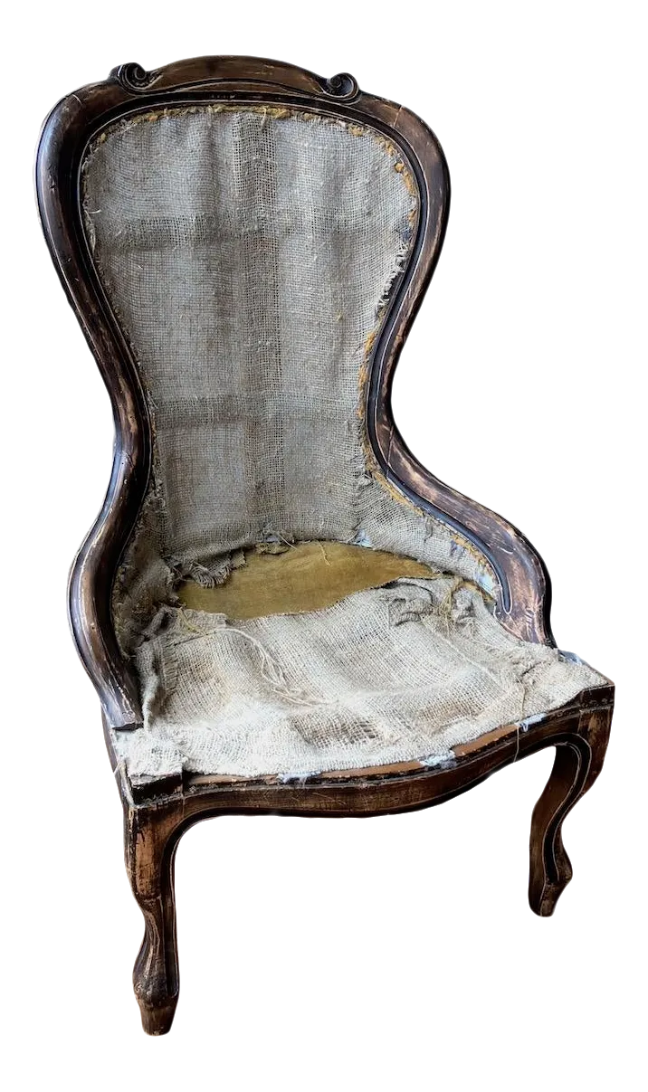 Italian Carved Chair Frame Covered in Hessian Scrim Chairish