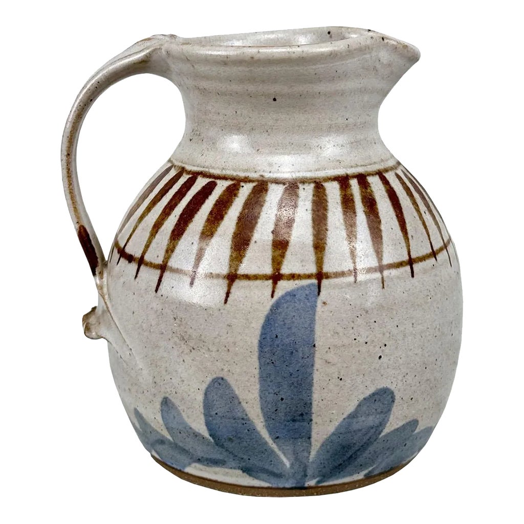 Antique Primitive Farmhouse Stoneware Pottery Creamer Pitcher