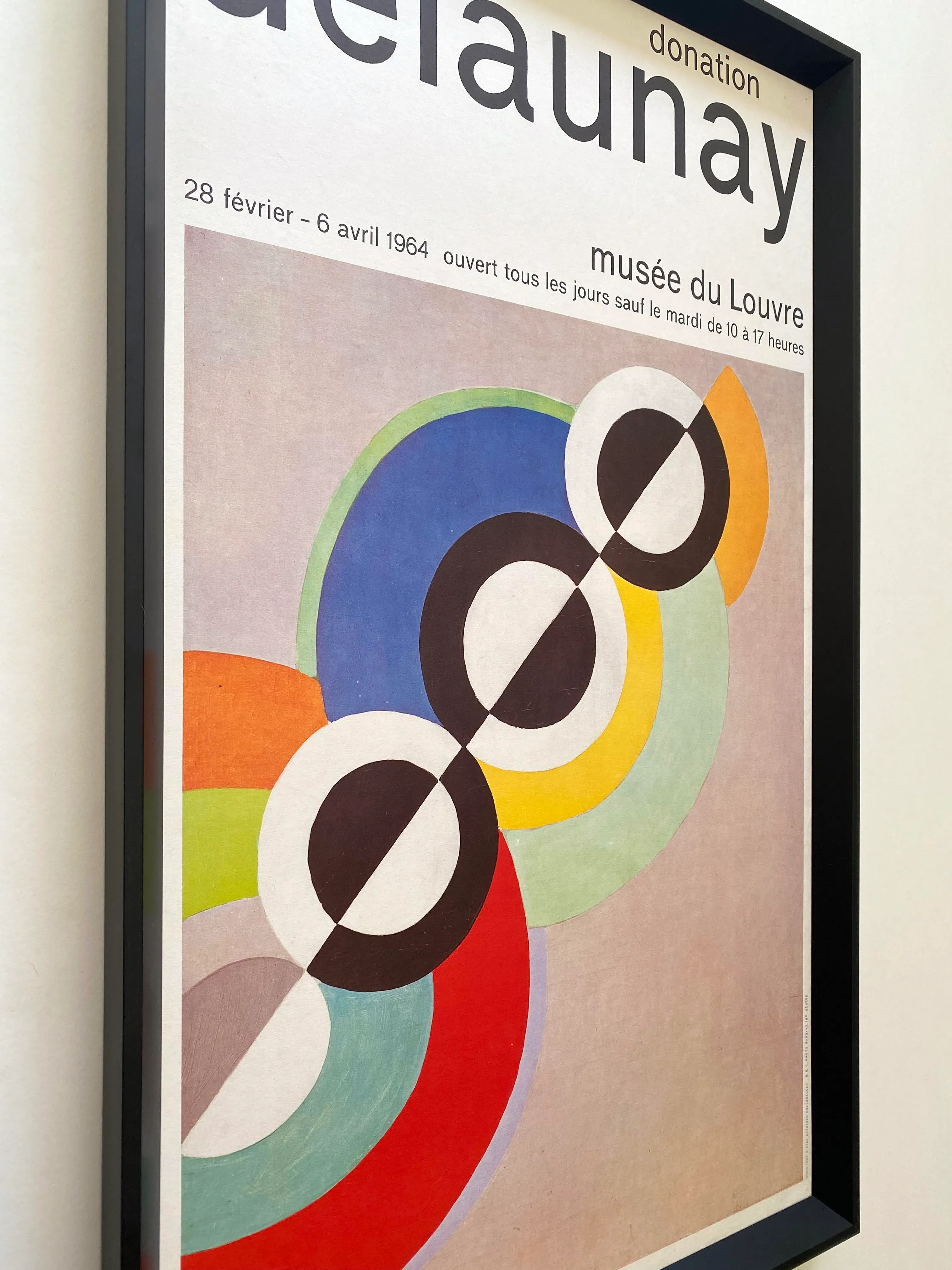 Sonia Delaunay Vintage 1964 Mid Century Modernist Lithograph Print Framed Landmark Paris Exhibition Poster \