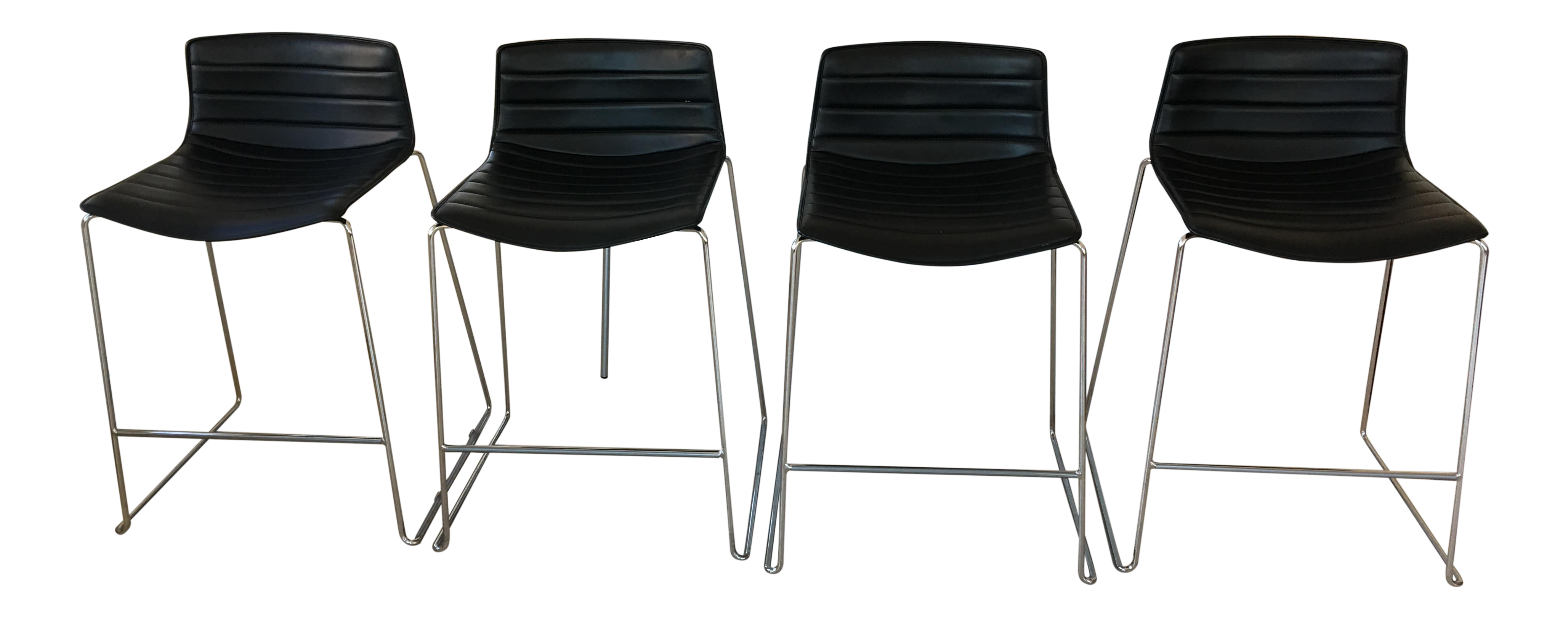 Black Leather Counter Stools by Arper Set of 4 Chairish