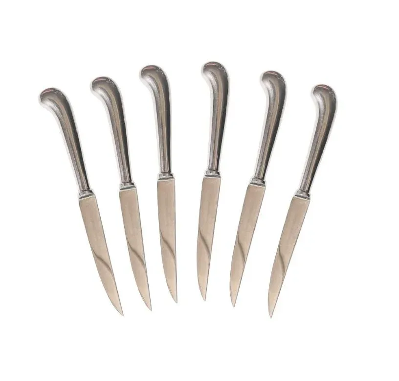 1950s Gentry Sheffield Silver Plate Pistol Handle Steak Knives +