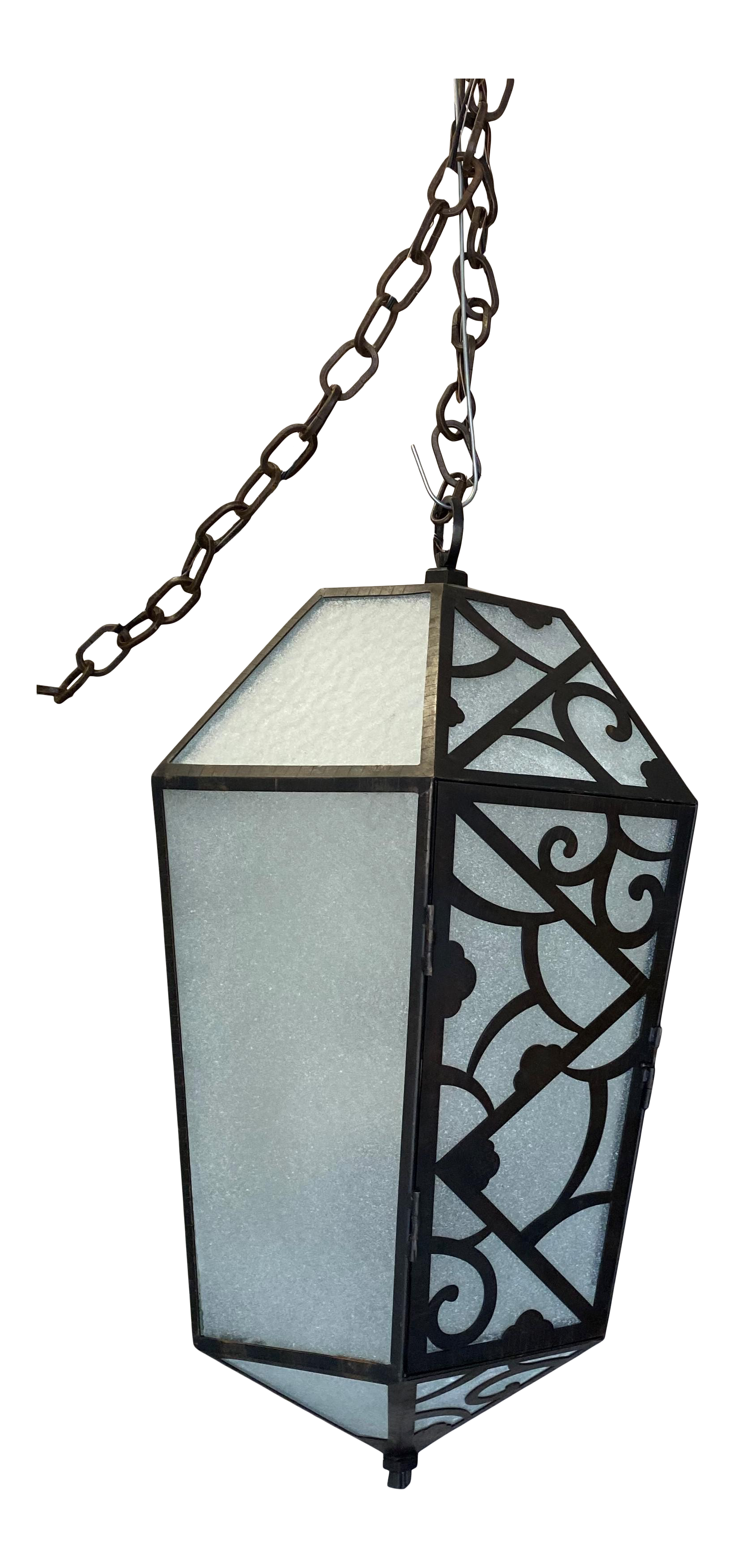 Late 20th Century Ralph Lauren Large Art Deco Style 6 Light Hexagon Lantern Chandelier Chairish