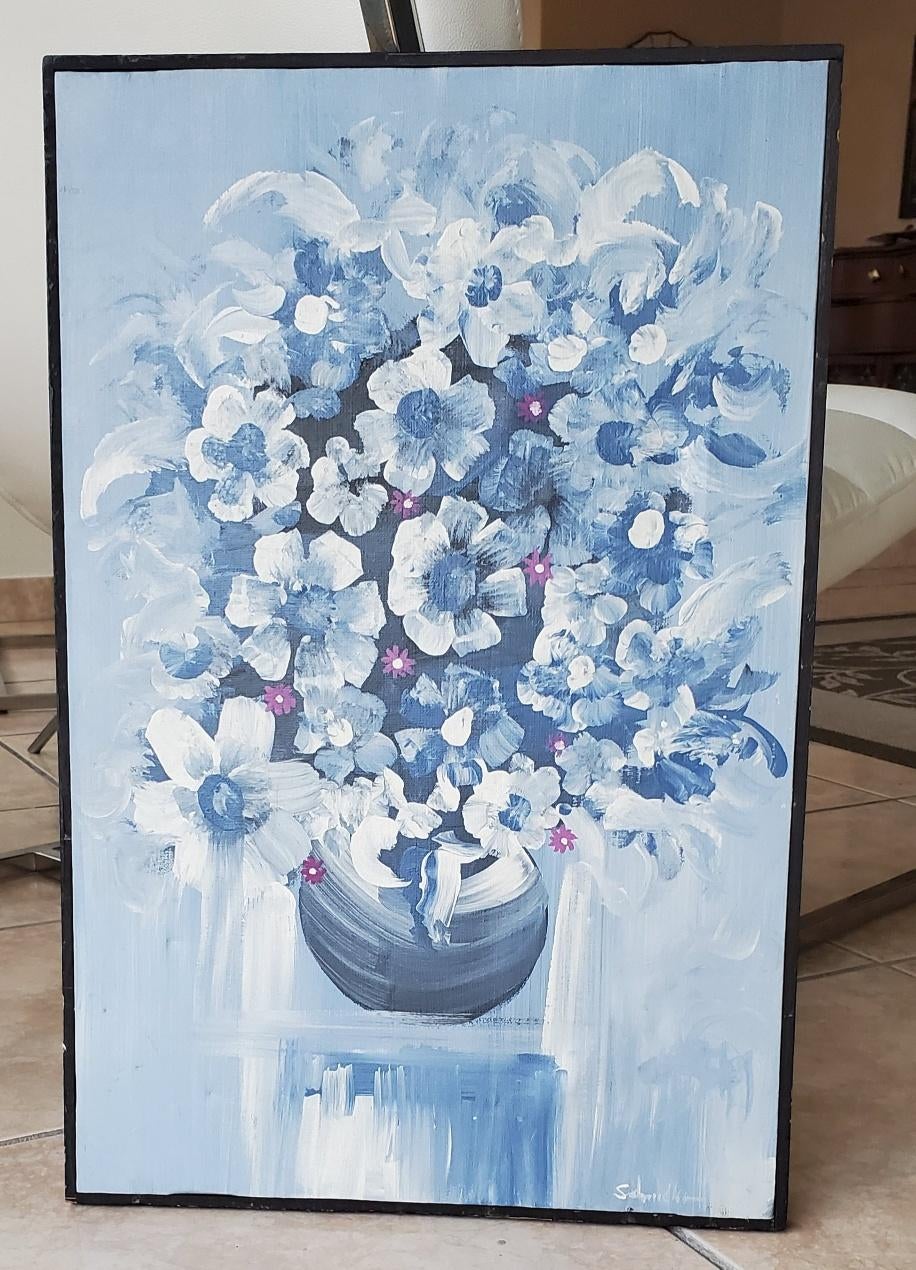 F15号】good blue(FRANCOIS) oil painting Listed Artist Francois B