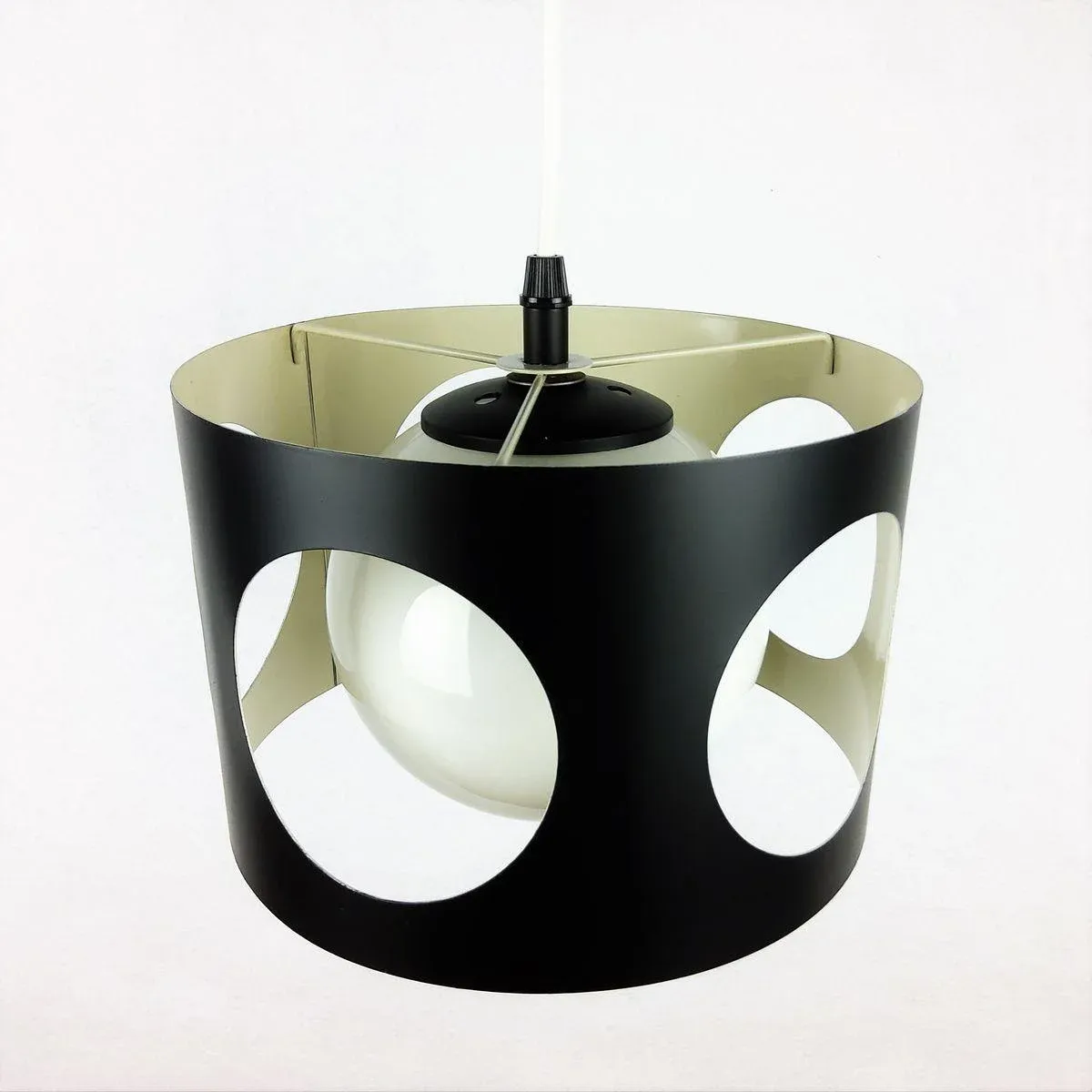 Large Vintage Black Pendant Lamp, 1960s