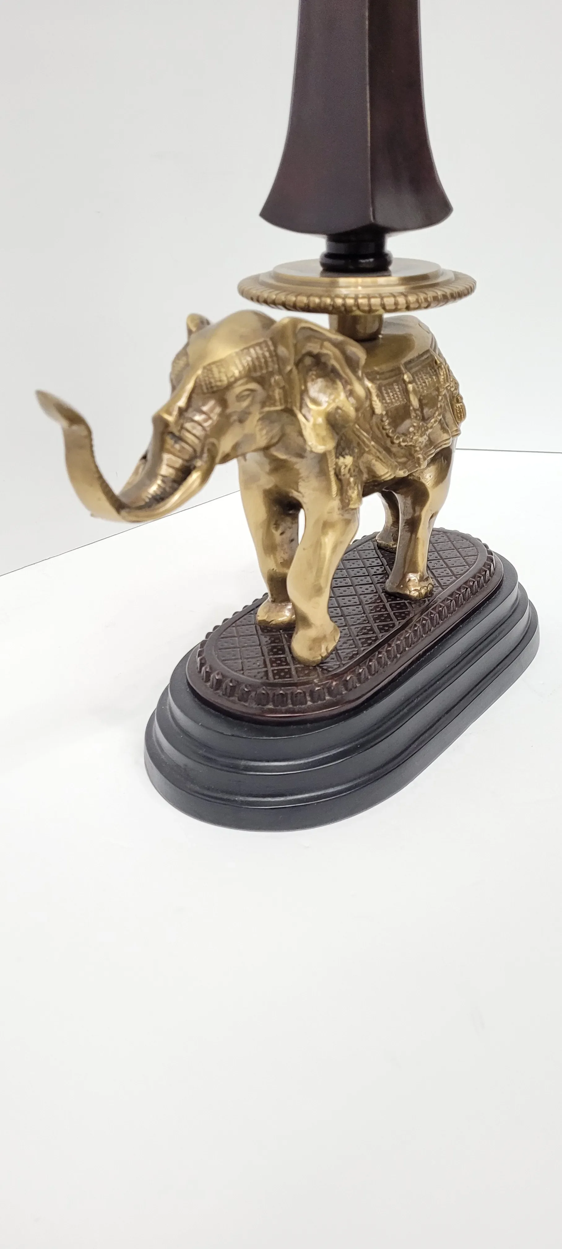 Vintage Brass Elephant Sculpture With Finial 20.5\