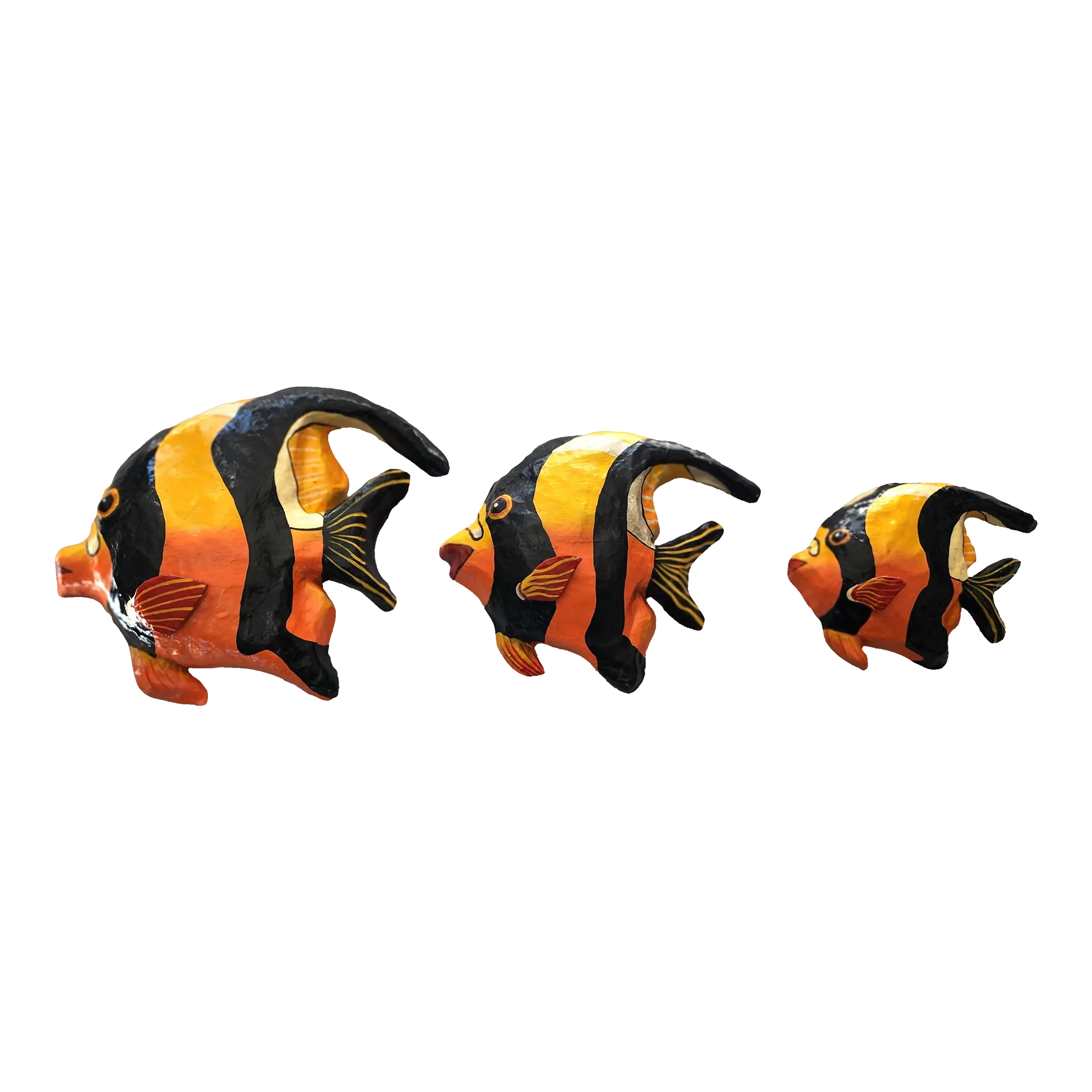 1980s Large Paper Mache' Set of 3 Wall Fish Chairish