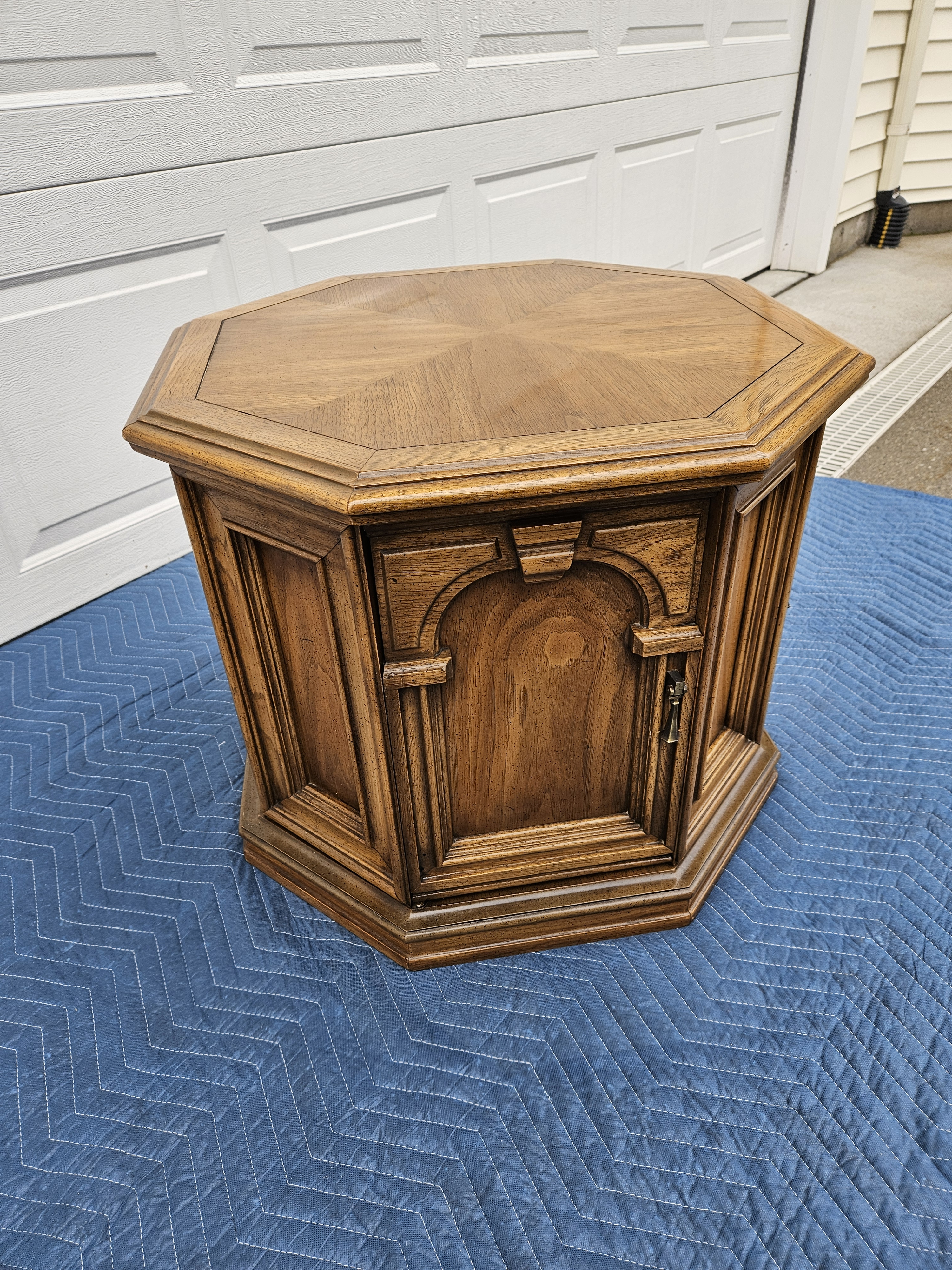Octagon Side Table Storage Cabinet | Chairish