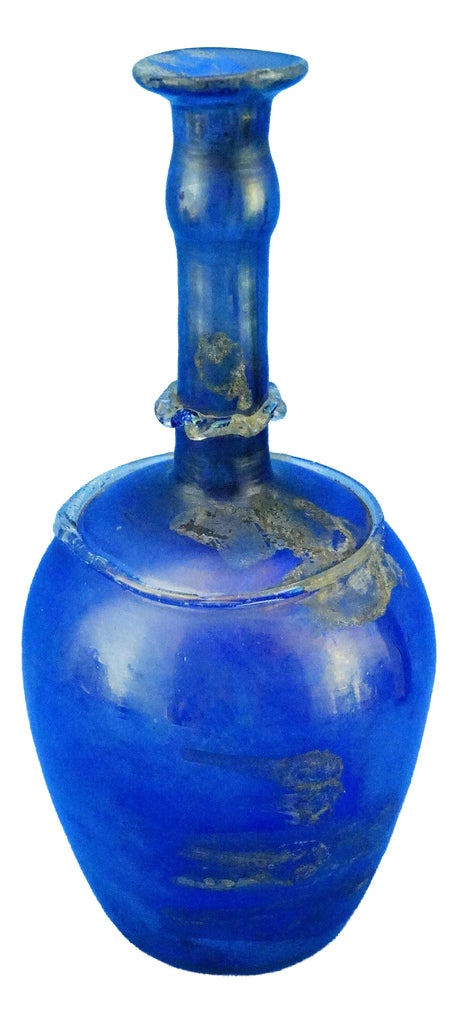 Cobalt Blue Scavo Glass Bottle Vase attributed to Mario Pinzon for