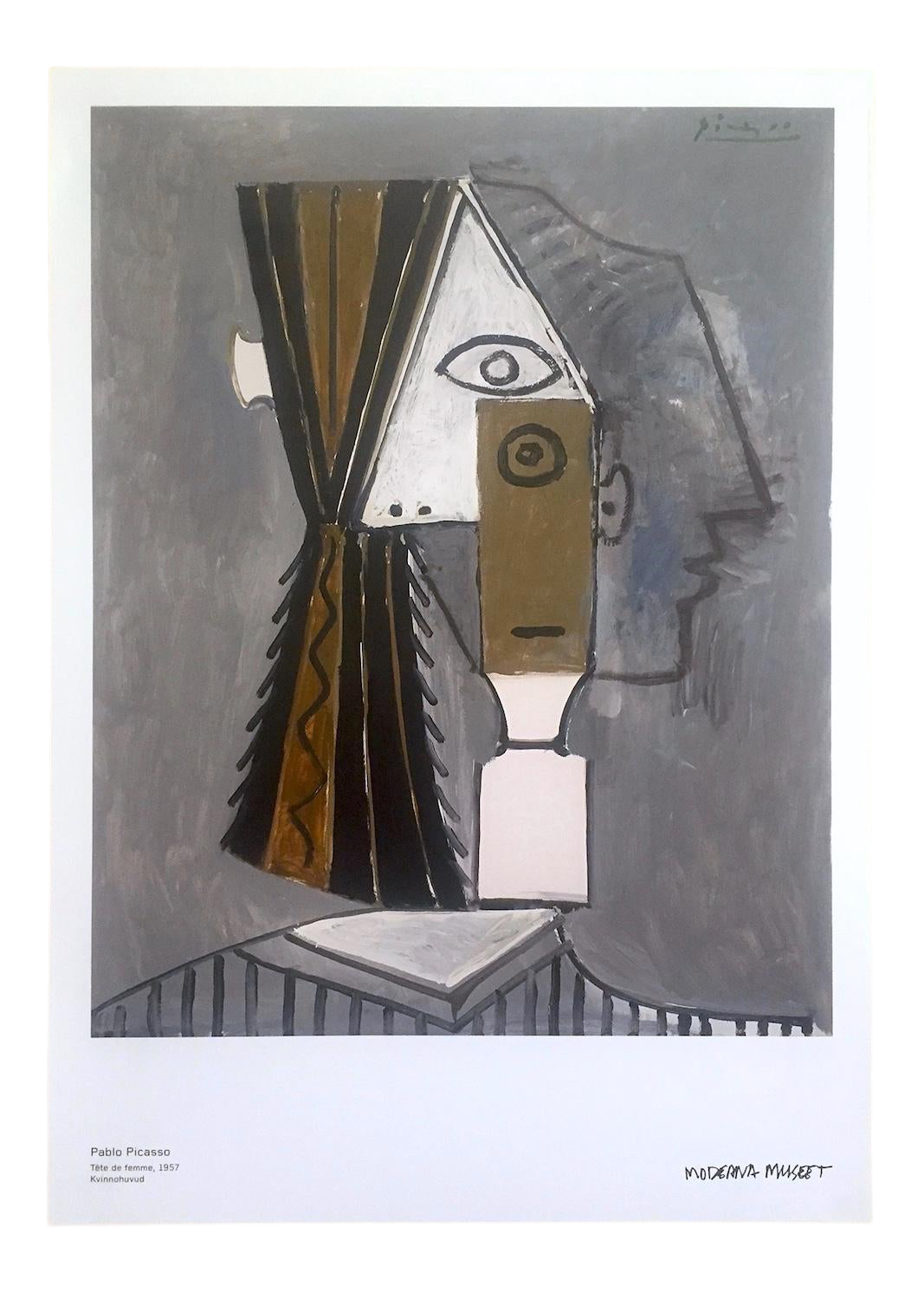 Pablo Picasso Offset Lithograph Print Sweden Museum Cubist Poster Tete De Femme 1957 Chairish
