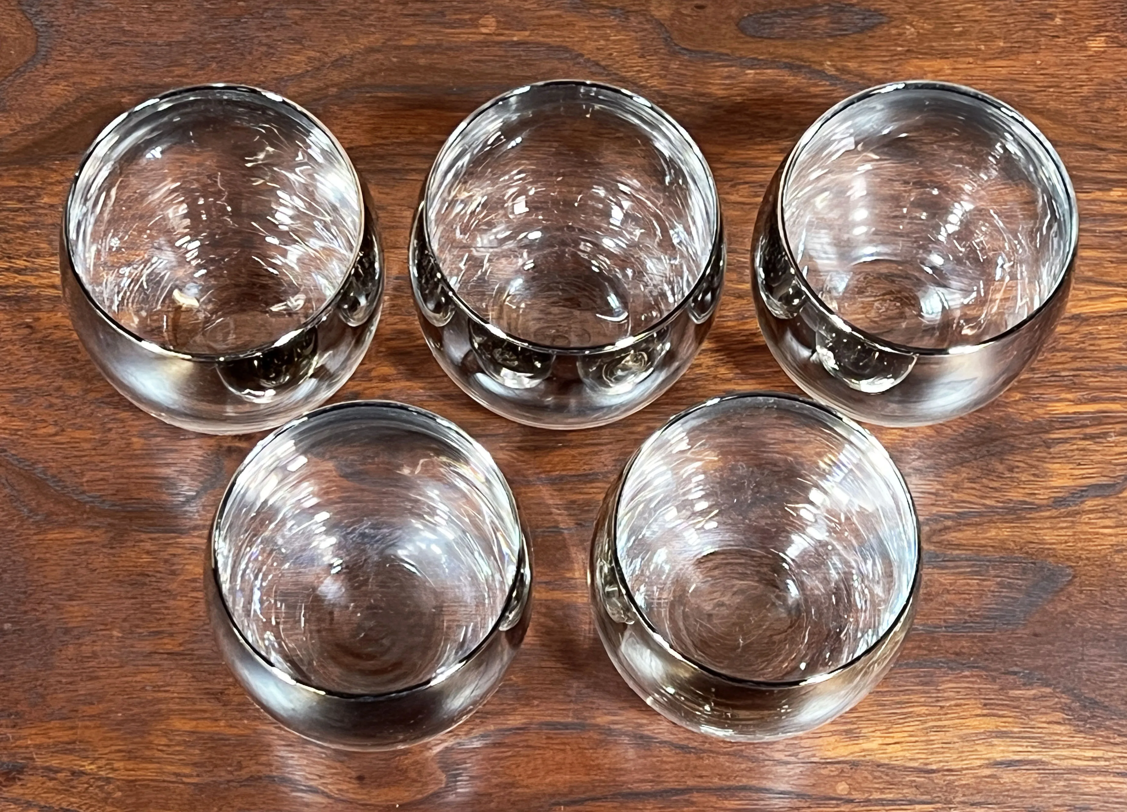 Mid Century Modern Dorothy Thorpe Silver Ombre Cocktail / Whiskey Glasses - Set of 5