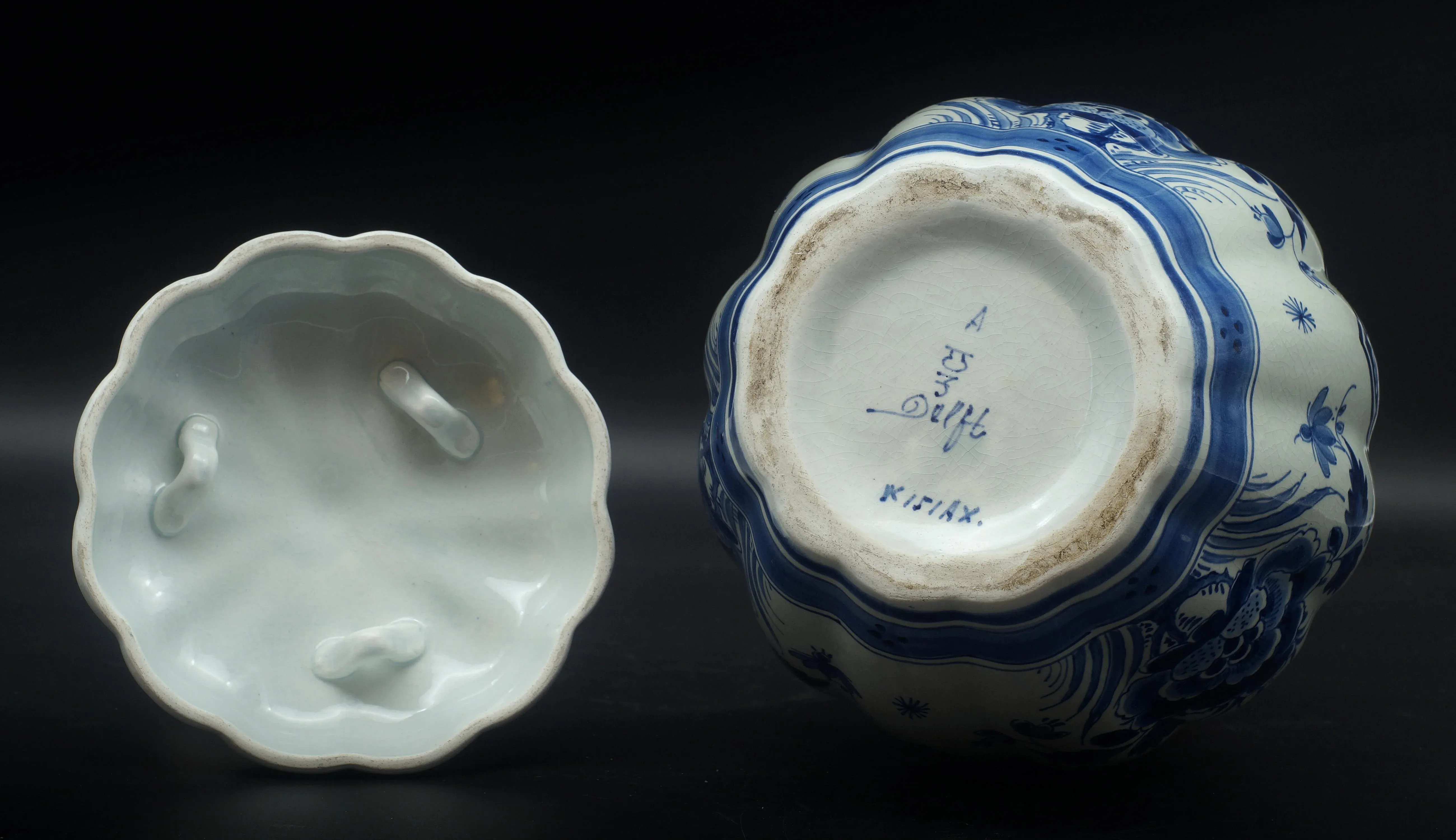 vintage ceramic tobacco jar Vintage Porcelin Lidded Tobacco Jar with Flowers from Royal Delft, 1928