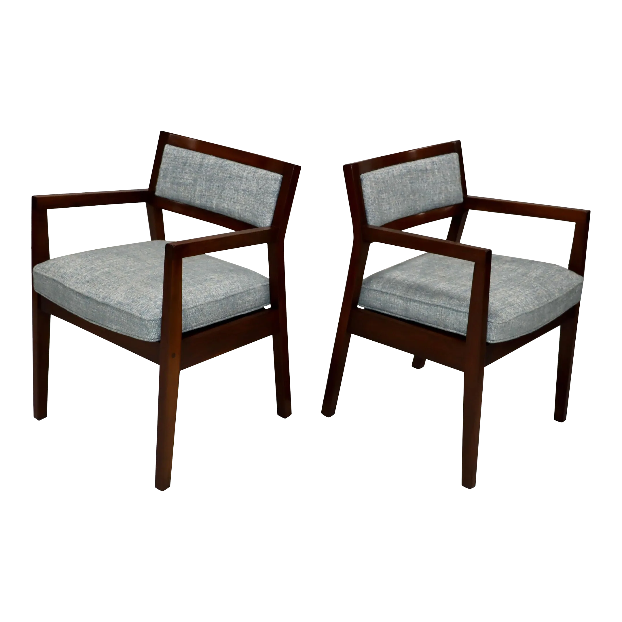 1960's Jens Risom Style Walnut Armchairs - A Pair | Chairish
