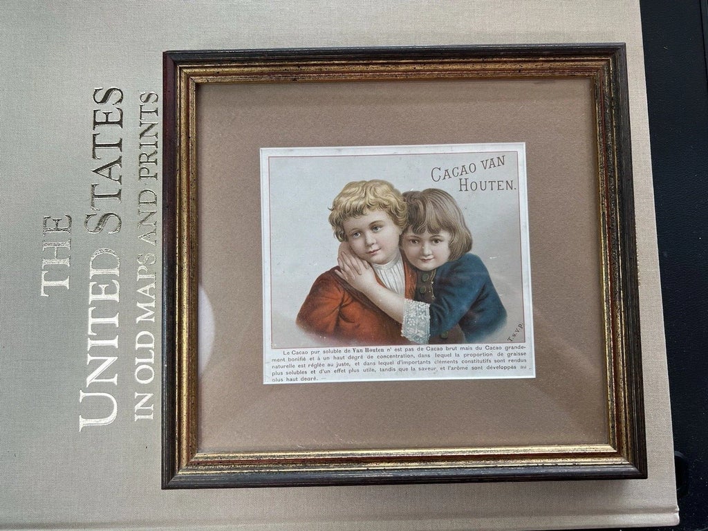 Framed Vintage Cacao Van Houten Advertisement Art Print  Antique Framed Advertisement Print | “Southern Romance” | Cottagecore Vintage main image 0